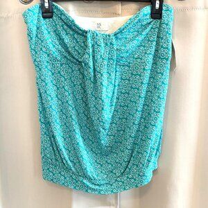 NYC Womens Top Large Blue Babydoll Floral Strapless Boho Coastal Cowgirl 18167